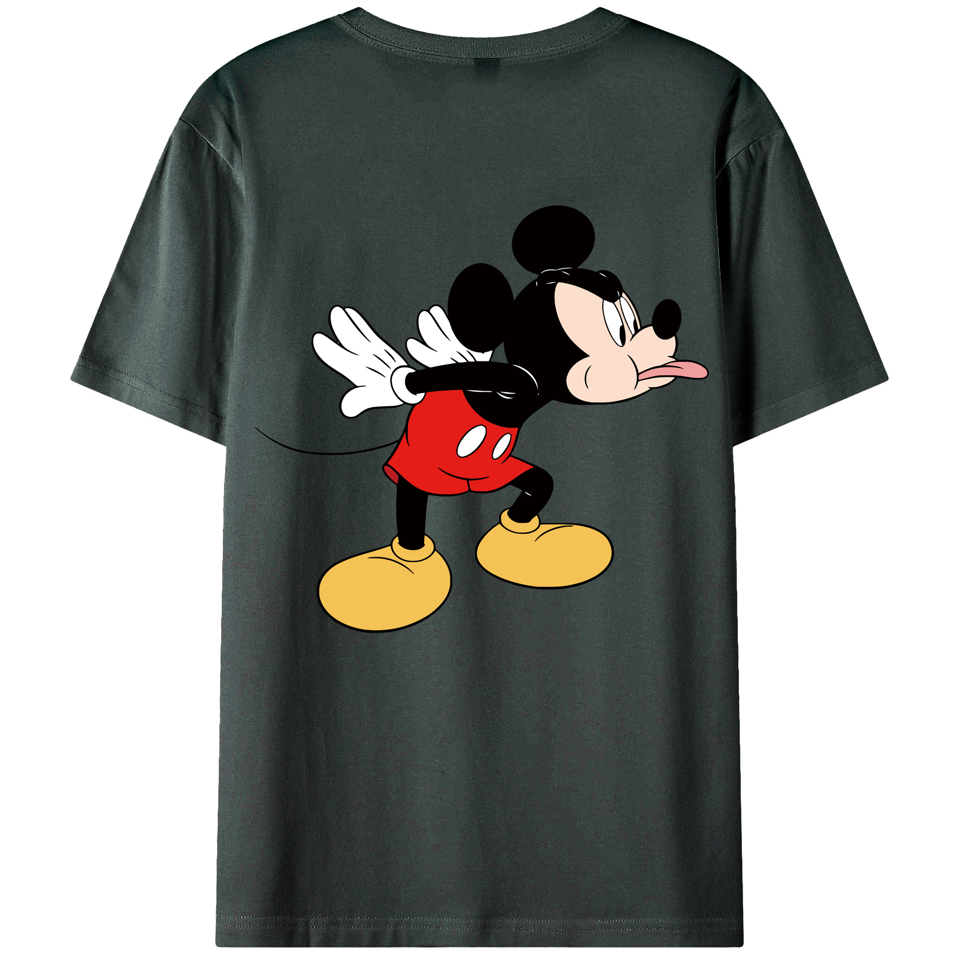 ミッキーマウス Mickey Mouse 綿100％ メンズ半袖Tシャツ（バックプリント） 通気性